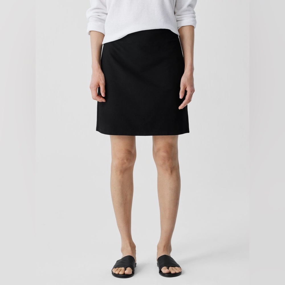 Eileen Fisher black stretch crepe skirt  L